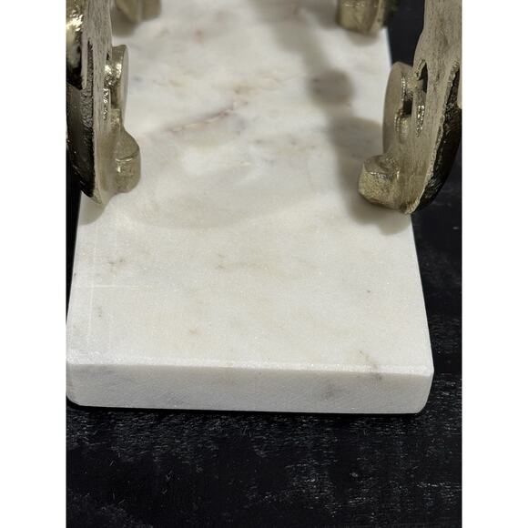 Made In India Ornate Gold Napkin Holder White Faux Marble Base Kitchen Decor - Picture 8 of 12